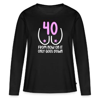 40 ans de gravité, ça descend 40 ans 40 ans. - T-shirt manches longues Premium bio Femme - noir - Devant - Julia (174cm)