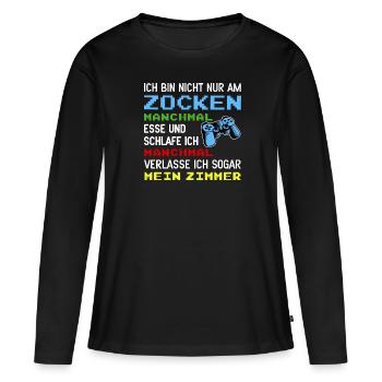 Gamer Zocken Gaming Zocker Videospiel Zocken - Frauen Premium Bio Langarmshirt - Schwarz - Vorne - Julia (174cm)