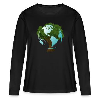 LA TERRE - T-shirt manches longues Premium bio Femme - noir - Devant - Julia (174cm)