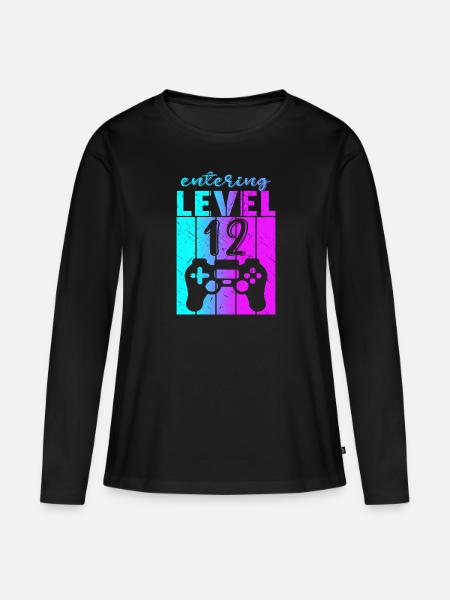 Level 12 Gaming Controller 12. Geburtstag - Frauen Premium Bio Langarmshirt - Schwarz