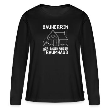 Bauherrin - Wir bauen unser Traumhaus - Frauen Premium Bio Langarmshirt - Schwarz - Vorne - Julia (174cm)