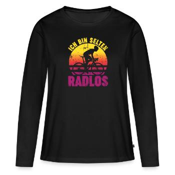 Ich Bin Selten Radlos Fahrrad Fahrradfaher - Frauen Premium Bio Langarmshirt - Schwarz - Vorne - Julia (174cm)