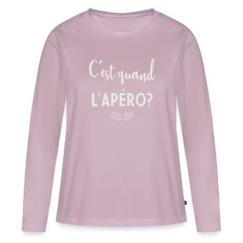 C'est quand l'apéro - Frauen Premium Bio Langarmshirt - Altrosa - Vorne - Julia (174cm)