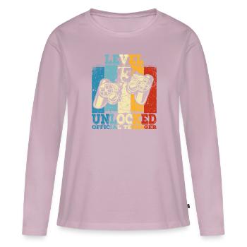 Anniversaire 13 Adolescent officiel Garçon Niveau 13 - T-shirt manches longues Premium bio Femme - rose poudré - Devant - Julia (174cm)