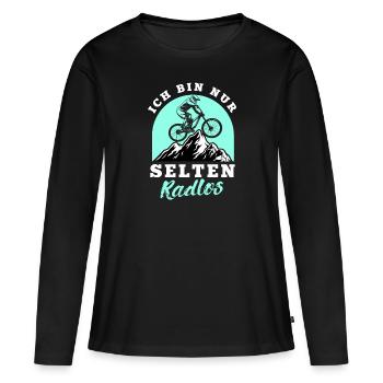 Ich bin nur selten Radlos - Frauen Premium Bio Langarmshirt - Schwarz - Vorne - Julia (174cm)