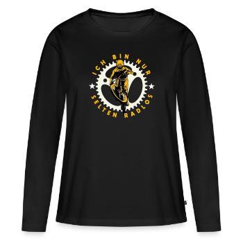 Ich bin nur selten Radlos - Frauen Premium Bio Langarmshirt - Schwarz - Vorne - Julia (174cm)