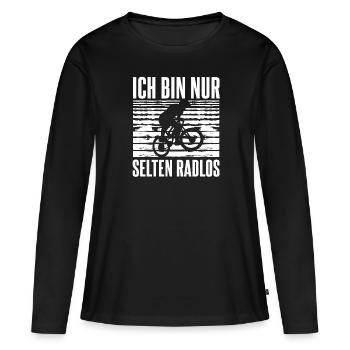Ich bin nur selten Radlos - Frauen Premium Bio Langarmshirt - Schwarz - Vorne - Julia (174cm)