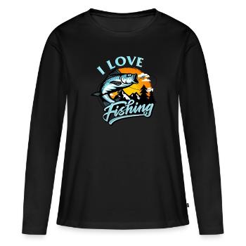 Pêcher les poissons aiment pêcher - T-shirt manches longues Premium bio Femme - noir - Devant - Julia (174cm)