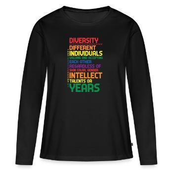 Arc-en-ciel coloré Diversité Définition de la diversité - T-shirt manches longues Premium bio Femme - noir - Devant - Julia (174cm)
