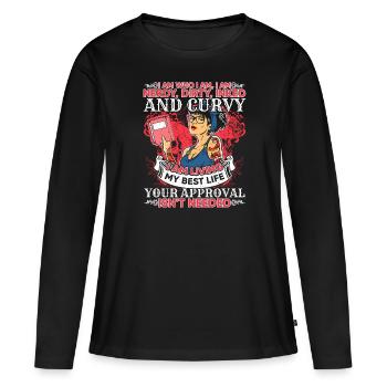 Dear Books Nerdy Curvy Inked Women's Rights Gesche - Women's Premium Organic Long Sleeve Shirt - black - Front - Julia (174cm)