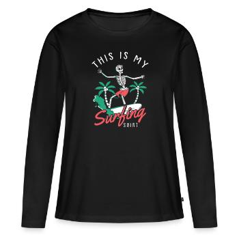 Surf surf surf surf surf planche de surf plage cadeau - T-shirt manches longues Premium bio Femme - noir - Devant - Julia (174cm)