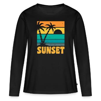 Sunset Retro Style - Frauen Premium Bio Langarmshirt - Schwarz - Vorne - Julia (174cm)