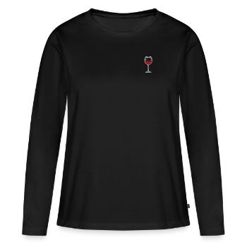 Vin vin rouge Buveur de vin Amateurs de vin Dames - T-shirt manches longues Premium bio Femme - noir - Devant - Julia (174cm)