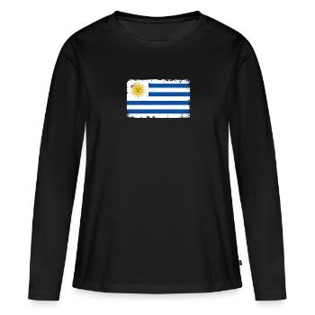Uruguay Herzschlag Flagge Vintage Uruguay - T-shirt manches longues Premium bio Femme - noir - Devant - Julia (174cm)