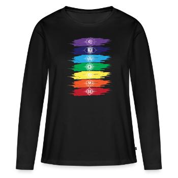 SEVEN CHAKRAS - Women's Premium Organic Long Sleeve Shirt - black - Front - Julia (174cm)