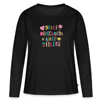 Beste Direktorin aller Zeiten Geschenk - Frauen Premium Bio Langarmshirt - Schwarz - Vorne - Julia (174cm)