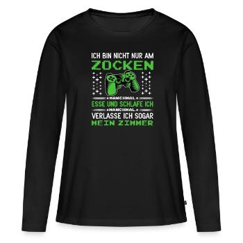 Gamer Zocken Gaming Zocker Videospiel Zocken - Frauen Premium Bio Langarmshirt - Schwarz - Vorne - Julia (174cm)