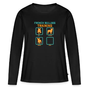 French Bulldog Training - T-shirt manches longues Premium bio Femme - noir - Devant - Julia (174cm)