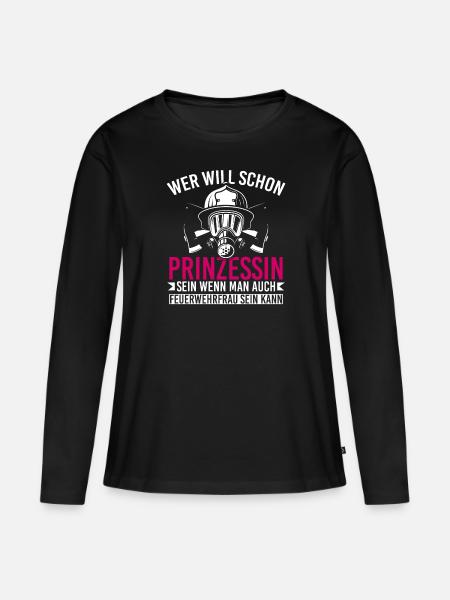 Feuerwehr Prinzessin Feuerwehrfrau Freiwillige - Frauen Premium Bio Langarmshirt - Schwarz