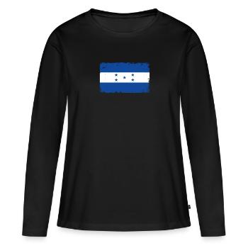 Honduras Herzschlag Flagge Vintage Honduras - Frauen Premium Bio Langarmshirt - Schwarz - Vorne - Julia (174cm)