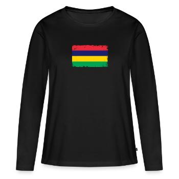 Mauritius Heartbeat Flag Vintage Mauritius - Women's Premium Organic Long Sleeve Shirt - black - Front - Julia (174cm)