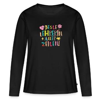 Beste Lehrerin aller Zeiten Geschenk - Frauen Premium Bio Langarmshirt - Schwarz - Vorne - Julia (174cm)