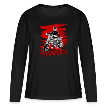 Supermoto / Supermotard / Supermoto Wheelie - Frauen Premium Bio Langarmshirt - Schwarz - Vorne - Julia (174cm)