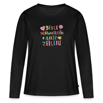 Beste Schulleiterin aller Zeiten Geschenk - Frauen Premium Bio Langarmshirt - Schwarz - Vorne - Julia (174cm)