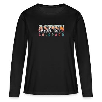 Aspen Colorado - T-shirt manches longues Premium bio Femme - noir - Devant - Julia (174cm)