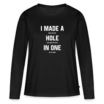 J’ai fait un trou en un - T-shirt manches longues Premium bio Femme - noir - Devant - Julia (174cm)