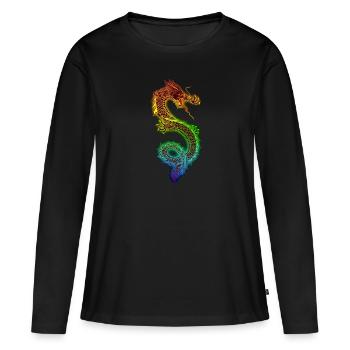 Dragon chinois - T-shirt manches longues Premium bio Femme - noir - Devant - Julia (174cm)