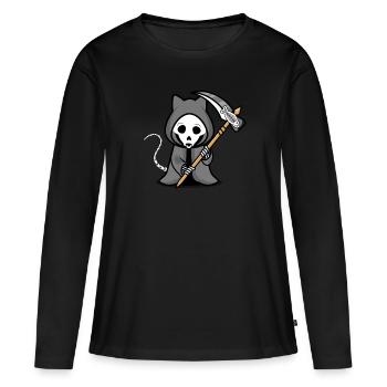 Chat Halloween Grim Repear - T-shirt manches longues Premium bio Femme - noir - Devant - Julia (174cm)