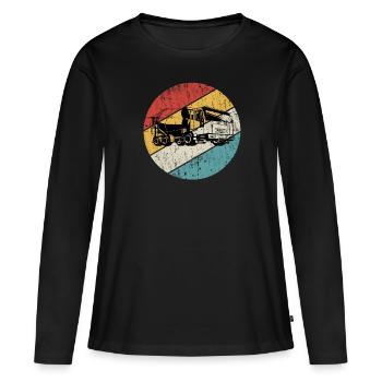 Bétonnière Chantier Mixer Rétro Cadeau - T-shirt manches longues Premium bio Femme - noir - Devant - Julia (174cm)
