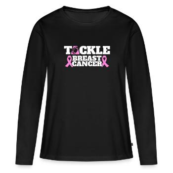 Sensibilisation Au cancer du sein S’attaquer au cancer du sein - T-shirt manches longues Premium bio Femme - noir - Devant - Julia (174cm)