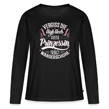 High Heels Prinzessin Wanderschuhe - Frauen Premium Bio Langarmshirt - Schwarz - Vorne - Julia (174cm)