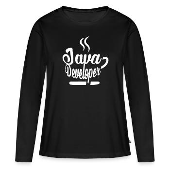 Développeur Java Coffee Kaffee - T-shirt manches longues Premium bio Femme - noir - Devant - Julia (174cm)