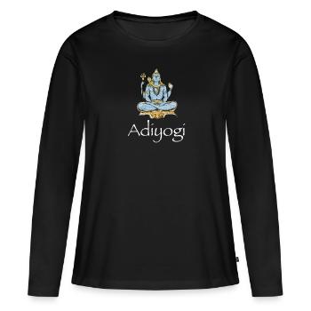 Shiva Lord Adhiyogi Yogi Hindu God Idée cadeau - T-shirt manches longues Premium bio Femme - noir - Devant - Julia (174cm)