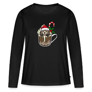 Noël havanais de cacao - T-shirt manches longues Premium bio Femme - noir - Devant - Julia (174cm)