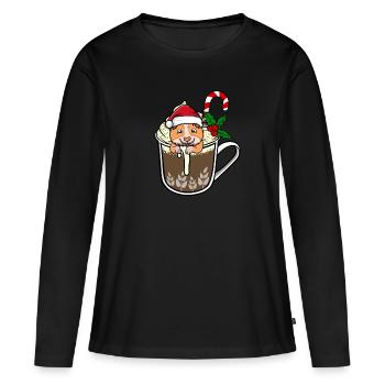 Hamster de cacao Noël - T-shirt manches longues Premium bio Femme - noir - Devant - Julia (174cm)