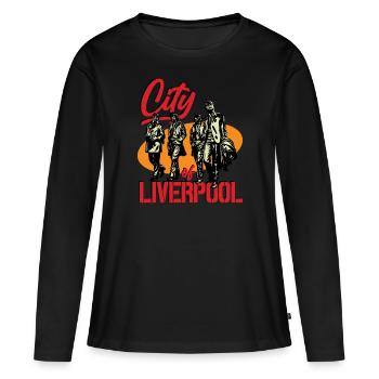 City of Liverpool - T-shirt manches longues Premium bio Femme - noir - Devant - Julia (174cm)