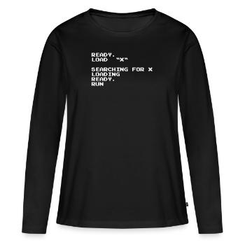 C64 Écran de chargement Rétro Vintage - T-shirt manches longues Premium bio Femme - noir - Devant - Julia (174cm)