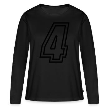 4 Numéro de numéro - T-shirt manches longues Premium bio Femme - noir - Devant - Julia (174cm)
