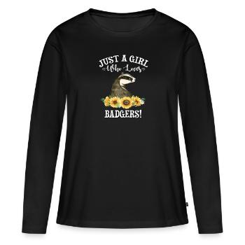 Blaireau - T-shirt manches longues Premium bio Femme - noir - Devant - Julia (174cm)
