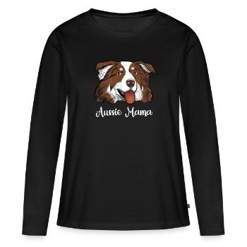 Aussie Mama Australian Shepherd Mama - Women's Premium Organic Long Sleeve Shirt - black - Front - Julia (174cm)