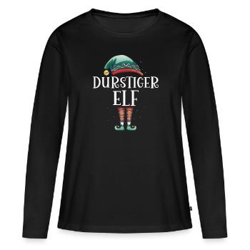 Weihnachten Partnerkostüm Durstige Elf Elfe Elfen - Frauen Premium Bio Langarmshirt - Schwarz - Vorne - Julia (174cm)