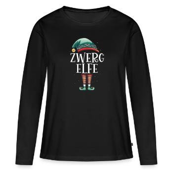 Weihnachten Partnerkostüm Zwerg Elf Elfe Elfen - Frauen Premium Bio Langarmshirt - Schwarz - Vorne - Julia (174cm)