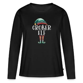Weihnachten Partnerkostüm Großer Elf Elfe Elfen - Frauen Premium Bio Langarmshirt - Schwarz - Vorne - Julia (174cm)