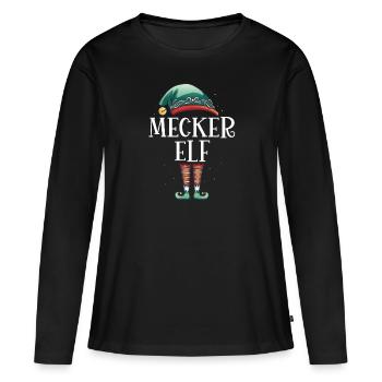 Weihnachten Partnerkostüm Mecker Elf Elfe Elfen - Frauen Premium Bio Langarmshirt - Schwarz - Vorne - Julia (174cm)