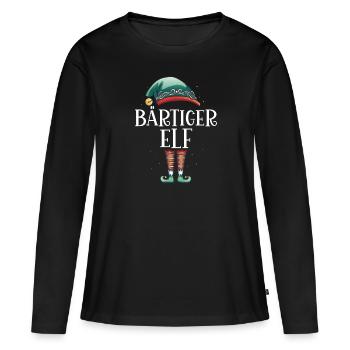 Weihnachten Partnerkostüm Bärtiger Elf Elfe Elfen - Frauen Premium Bio Langarmshirt - Schwarz - Vorne - Julia (174cm)