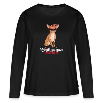 Chihuahua Mama with sunglasses Bandana - Women's Premium Organic Long Sleeve Shirt - black - Front - Julia (174cm)